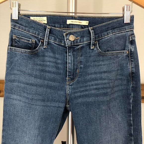 Levi's Premium Big E 710 Super Skinny Reproduction Medium Wash Denim Jeans Sz 28 - Picture 3 of 9